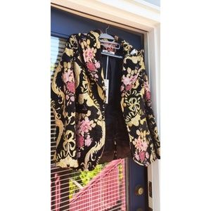 Jacquard Gold Print Vintage Blazer